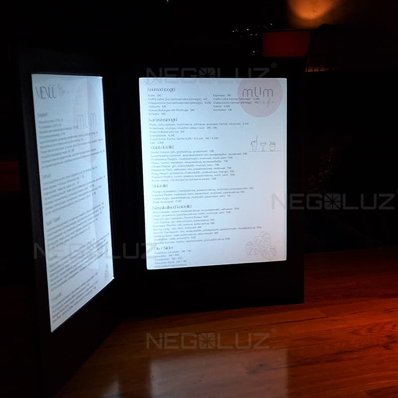 illuminated restaurant menu led